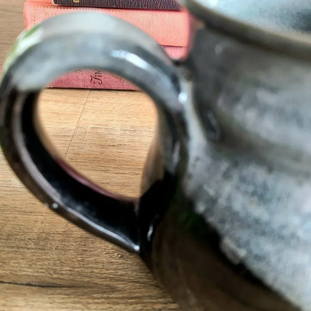 Hand made ceramic blue and black pitcher/creamer. - Picture 5 of 9